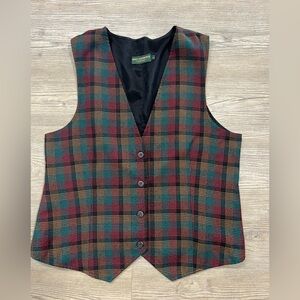 Vintage Hill Country Plaid Button-Up Vest Large